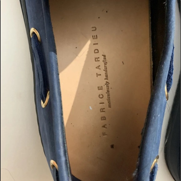 Fabrice Tardieu slip on moccasin shoes Italy 36 Blue Leather Handcrafted Woman - Picture 2 of 8